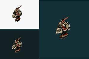 artwork design of head skull with horn vector