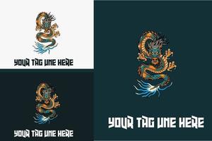 diseño de logotipo de ilustración de vector de dragón