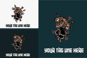 mascot design of head tiger and head panther vector illustration