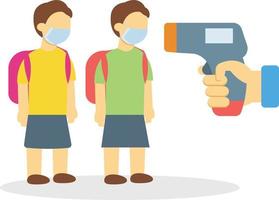 Checking the student's temperature through the temperature machine. vector