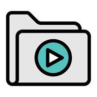 ilustración de vector de video de carpeta en un fondo. símbolos de calidad premium. iconos vectoriales para concepto y diseño gráfico.