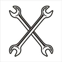 crossed wrench tool symbol vector