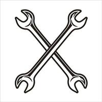 crossed wrench tool symbol vector