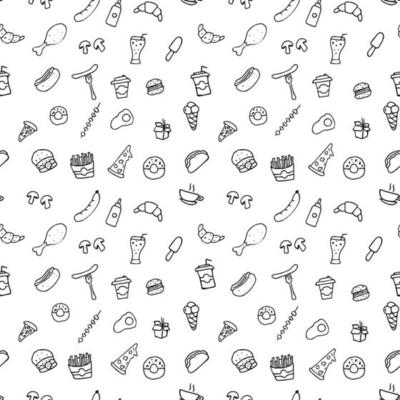 Fast food icon style seamless pattern Royalty Free Vector