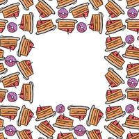 Colored seamless pattern with cakes and donuts icons. vector food icons with place for text