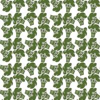 Seamless broccoli pattern. Doodle vector green broccoli icons. Vintage green broccoli pattern