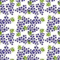 patrón de vector de uva sin costuras. vector de fideos con iconos de uvas azules. patrón de uvas vintage