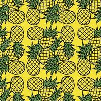 Seamless pineapple pattern. vector illustration with pineapple icons on yellow background. Vintage pineapple pattern