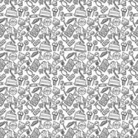 Seamless pattern with sweets. Doodle vector with sweets icons on white background. Vintage sweets illustration, sweet elements background for your project, menu, cafe shop