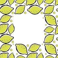 Seamless lemon pattern with place for text. Doodle vector with lemon icons on white background. Vintage lemon pattern