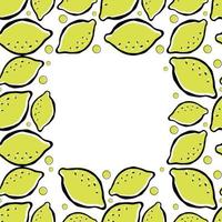 Seamless lemon pattern with place for text. Doodle vector with lemon icons on white background. Vintage lemon pattern