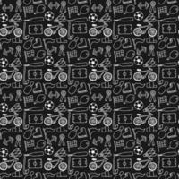 Seamless vector pattern with sports icons. Doodle vector with sport icons on black background. Vintage sport pattern