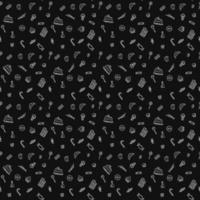 Seamless pattern with sweets. Doodle vector with sweets icons on black background. Vintage sweets illustration, sweet elements background for your project, menu, cafe shop