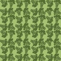Seamless broccoli pattern. Doodle vector green broccoli icons. Vintage green broccoli pattern