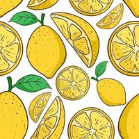 hand drawing lemon in seamless pattern