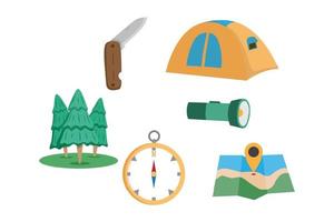 conjunto de elementos de camping ilustración vectorial vector