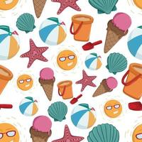 seamless pattern of summer icons or elements on white background vector