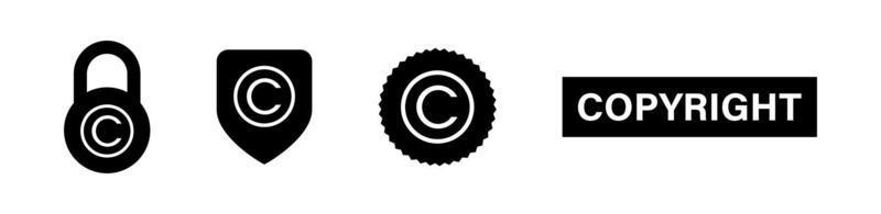 icono de símbolo de derechos de autor en la ilustración de vector de forma diferente. conjunto de signos de propiedad intelectual.