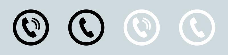 Phone icon collection. Simple black and white telephone call symbol isolated.