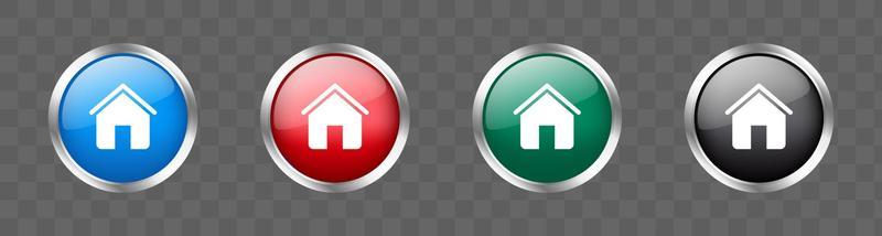Set of home button icon isolated on transparent background. Home symbol on circle badge.