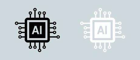 Icon set of chip in black and white. Circuit board flat icon for apps and websites. vector