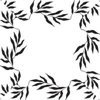square shaped black frame made of plants on white isolated background vector
