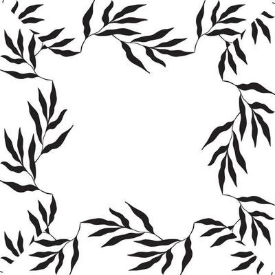 square shaped black frame made of plants on white isolated background
