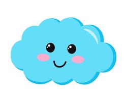 Cartoon cloud with face emotions. vector