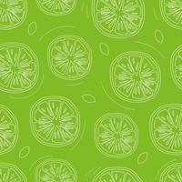 Green seamless pattern with slices of citrus fruits. vector