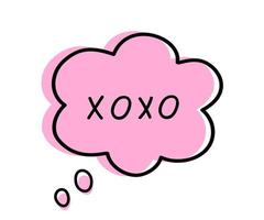 Hand drawn speech bubble with text - xoxo. vector