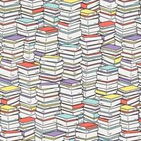 Pile books pattern for textile, fabric, wrapping paper. Hand drawn vector illustration.