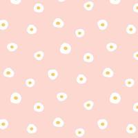 Hand drawn vector illustration of fried egg pattern in pink background.