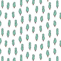 Hand drawn vector illustration of tree pattern in cartoon style.