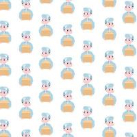Hand drawn vector illustration of delivery man portrait hold box pattern