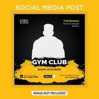 banner promocional de gimnasio y fitness en redes sociales o banner web vector