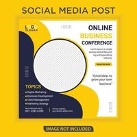 Online business conference social media post template vector