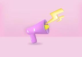 3d megaphone loudspeaker in realistic cute cartoon style. Vector illustration