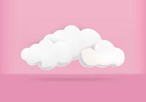 ilustraciones vectoriales de nubes 3d con fondo rosa vector