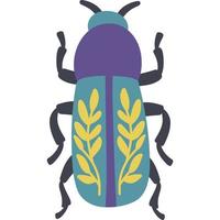 Bug with flowers. Decorative beetle botanical design. Insects for posters and cards. Bright vivid colors. Hand drawn insects symbol icon vector