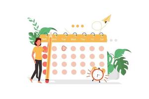 calendario de planificación y concepto de calendario. puede usarse para banner web, infografías, imágenes de héroes. ilustración vectorial plana sobre fondo blanco. vector