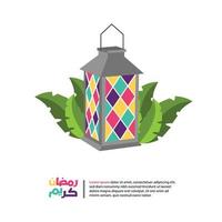 Islamic lantern with Ramadan Kareem colorfull in vector. vector