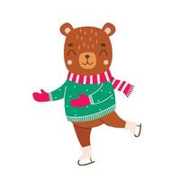 Cute bear ice skating.Vector illustration. vector