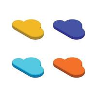 Set of colorful isometric 3d cloud icon on white background vector
