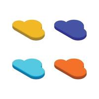 Set of colorful isometric 3d cloud icon on white background vector