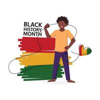 mes negro de la historia. historia afroamericana. celebrado anualmente. campaña contra la discriminación racial del color de piel oscuro. ilustración vectorial