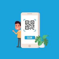 concepto de ilustración vectorial de escaneo de código qr, adecuado para página de destino web, ui, aplicación móvil, diseño editorial, volante, banner y otras ocasiones relacionadas vector