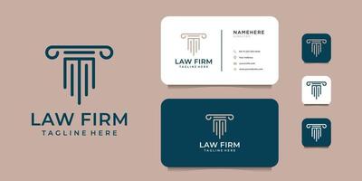 diseño de logotipo de justicia de bufete de abogados con inspiración de plantilla de tarjeta de visita vector