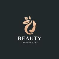 diseño de logotipo de cabello de mujer de belleza y plantilla de ilustración de vector de tarjeta de visita