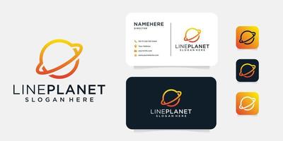 Vector logo design which depicts a planet against which circle ring