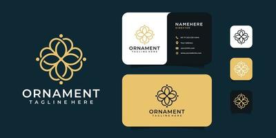 Ornament beauty luxury flower logo and business card design vector illustration